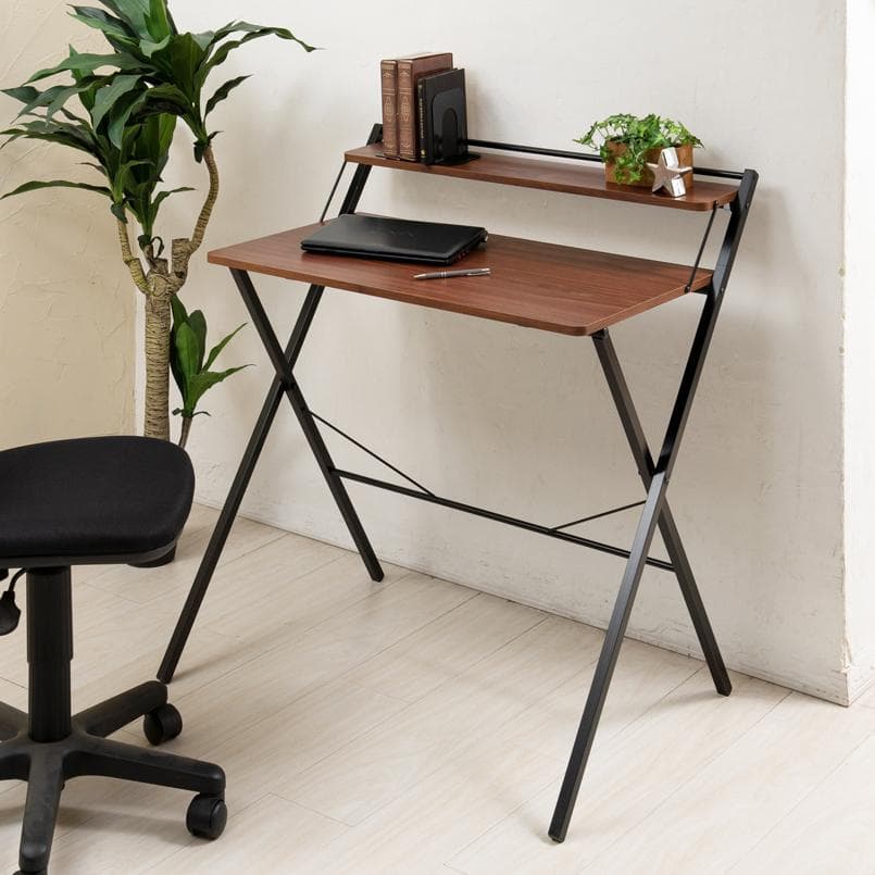 【新品・送料無料】80cm◎棚付折りたたみワークデスク テーブル