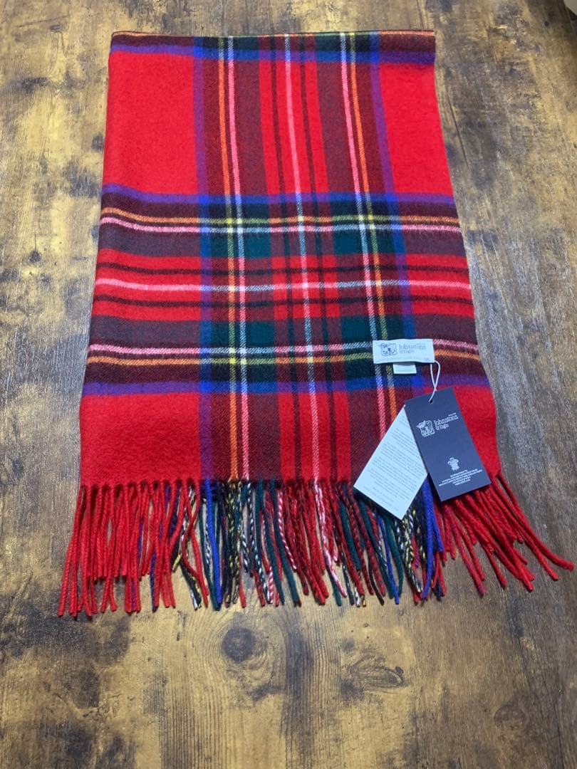 P*t様 ジョンストンズストール大判　カシミアレッドスチュワート