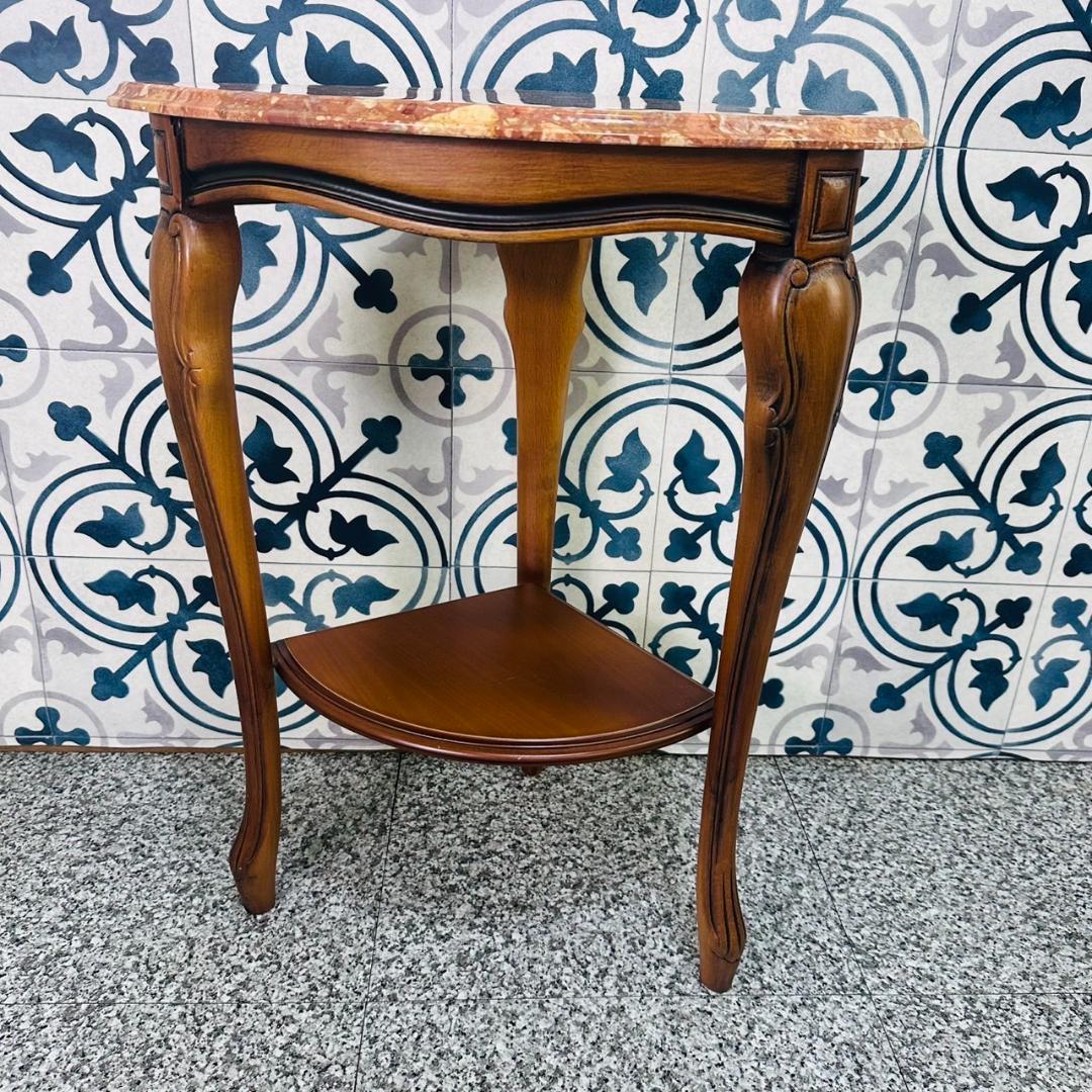 コンソールテーブル　コーナーテーブル　大理石調　猫脚　花台　ヴィンテージ