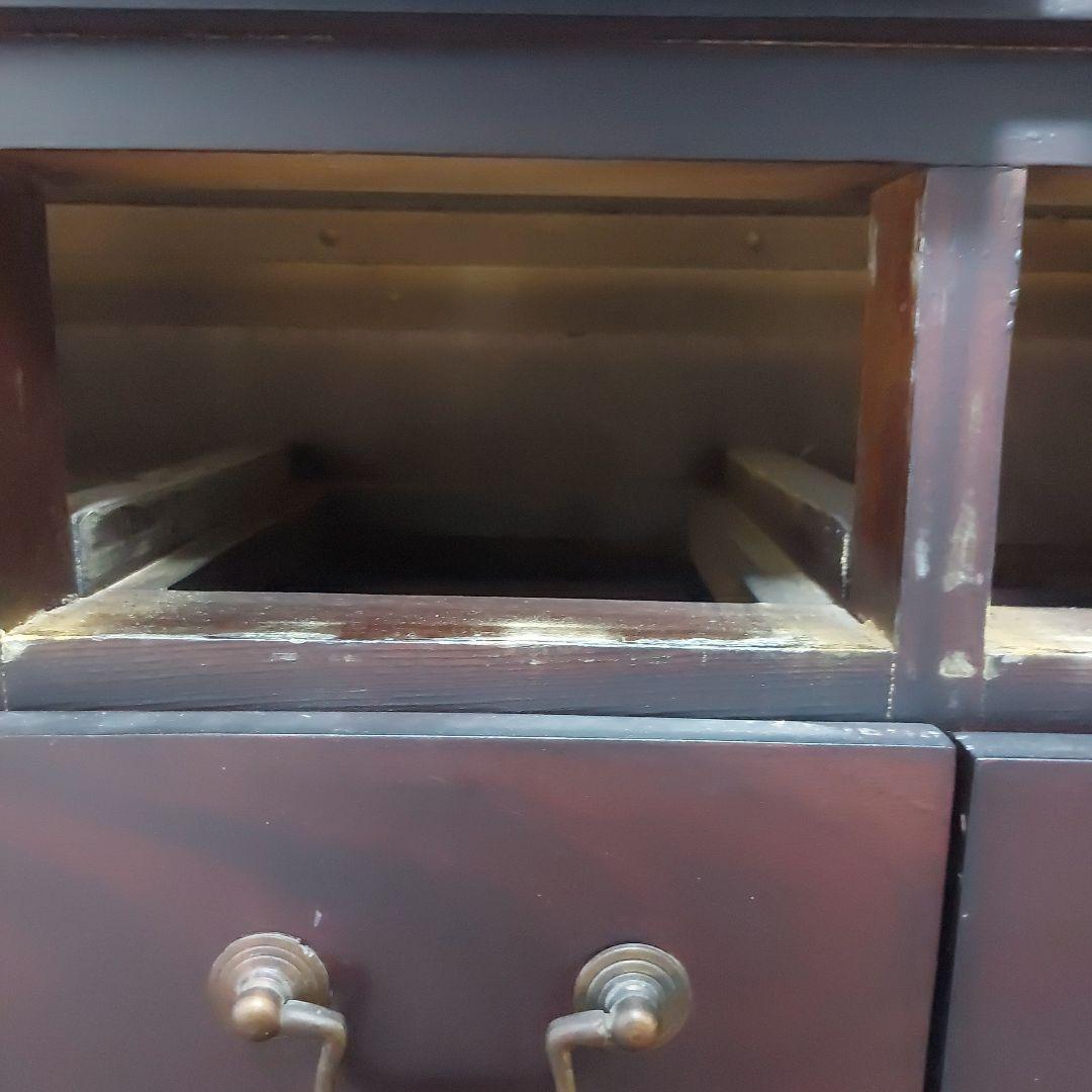 アンティーク木製引き出し箪笥 12個収納 ダークブラウン