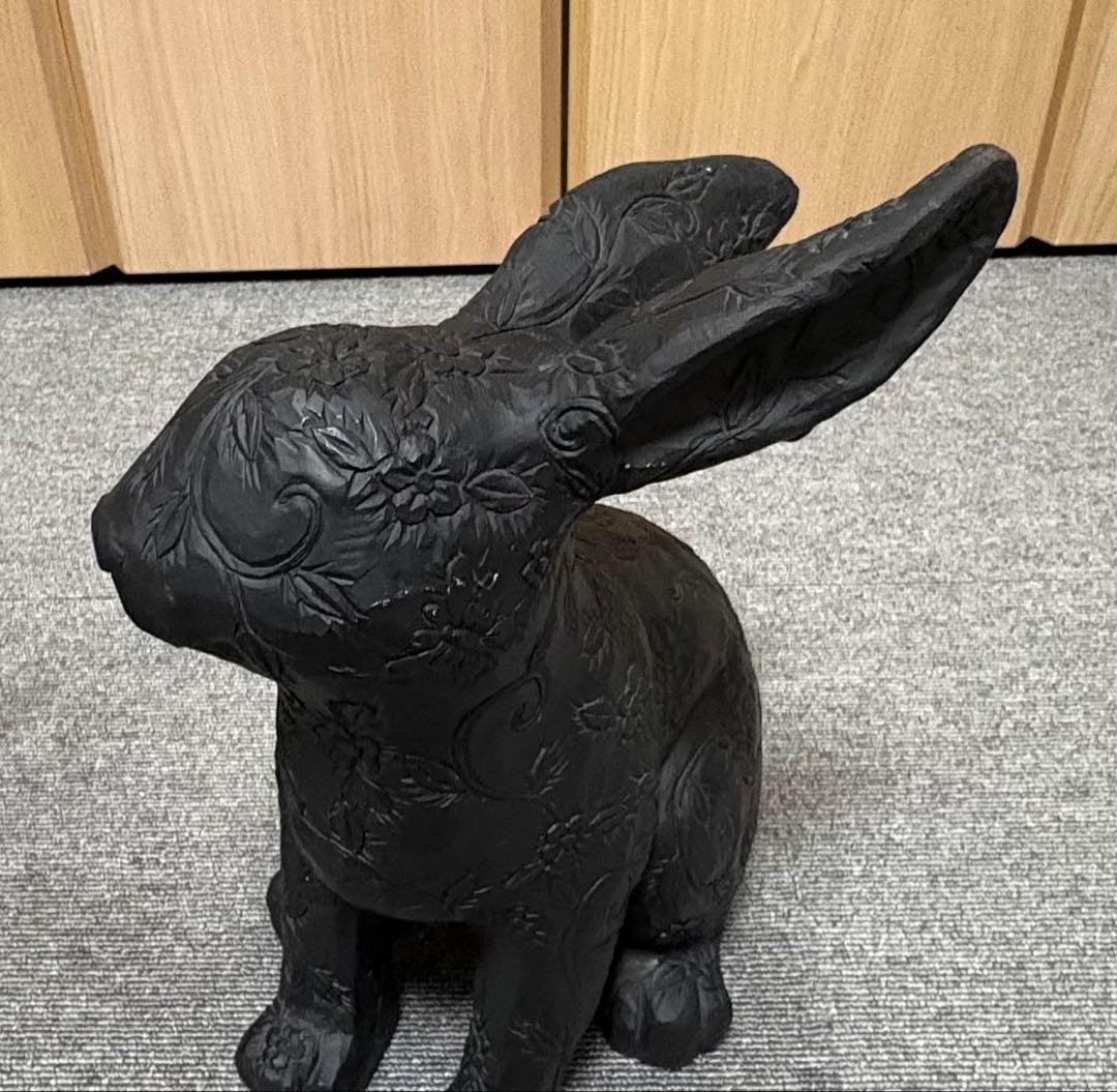 Francfranc ラビット アムルーＬ　ブラック2体　うさぎ　オブジェ　難