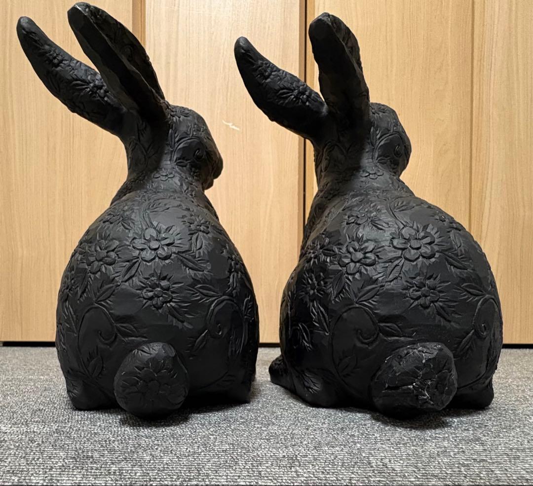 Francfranc ラビット アムルーＬ　ブラック2体　うさぎ　オブジェ　難