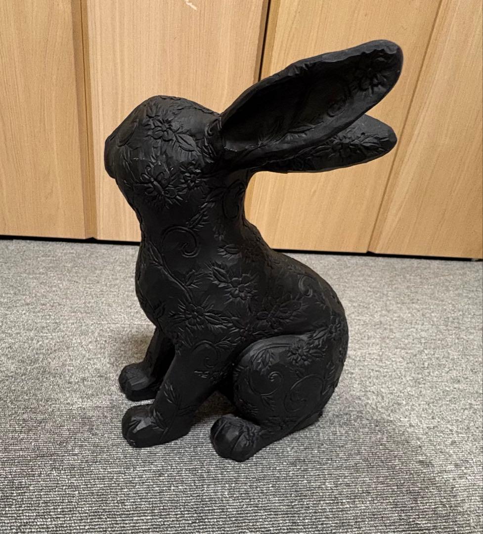 Francfranc ラビット アムルーＬ　ブラック2体　うさぎ　オブジェ　難