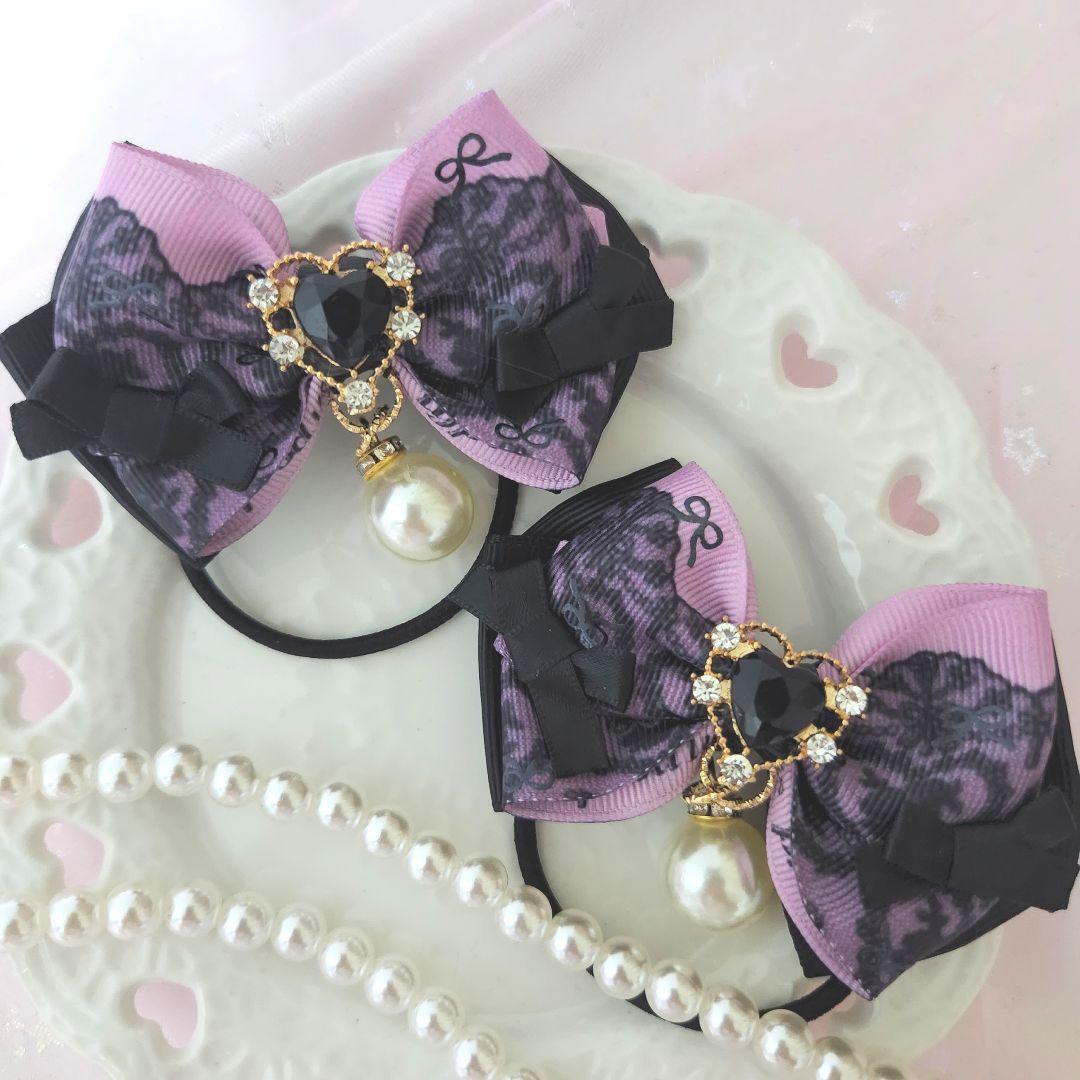 なな様ハンドメイド♡black×purpleレース 小悪魔ツイン④