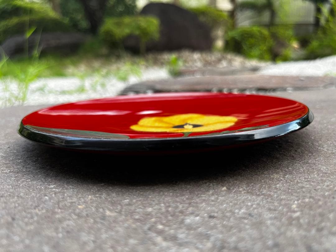 超美品　琉球漆器　bemgo 紅房　べんぼう　平皿　ゆうなの花　5枚セット