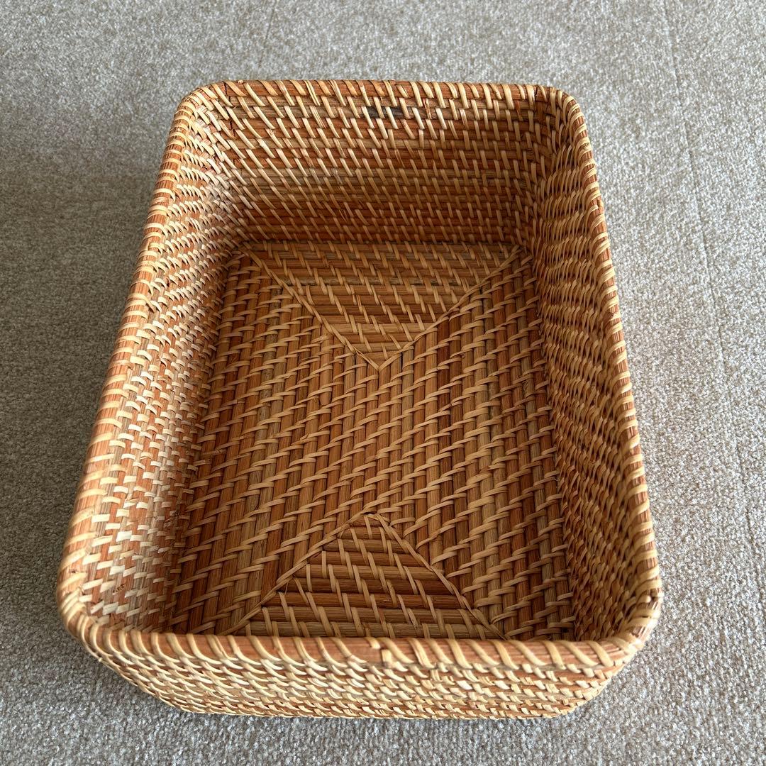 無印良品　重なるラタン長方形バスケット・中（7個セット）