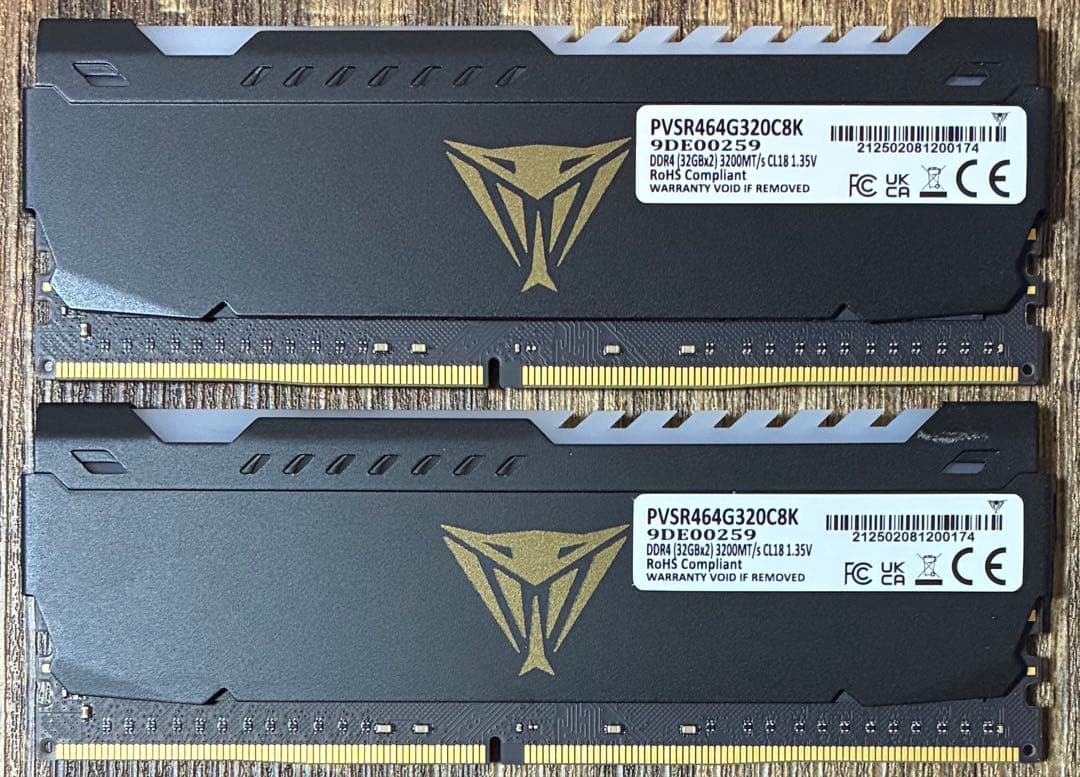 【中古】DDR4-3200 64GB(32GB×2枚) Patriot