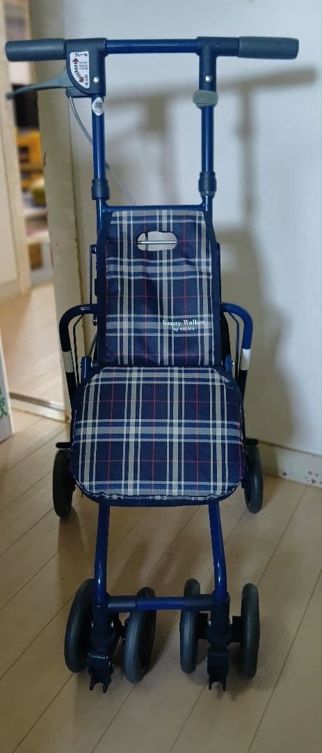 島製作所、【未使用品】シルバーカー AW-III ネイビー/チェック柄