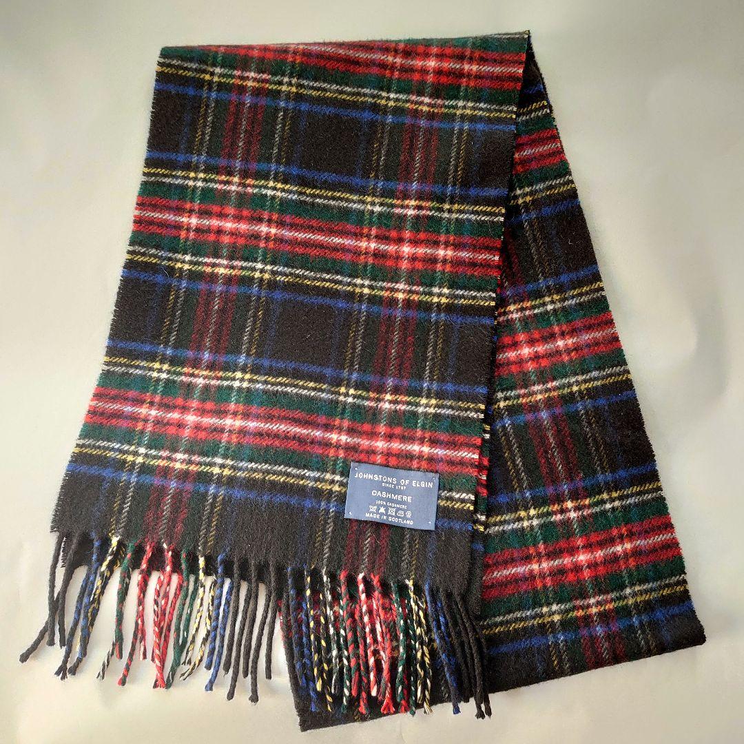 ●Johnstons of Elgin カシミヤ100% チェックマフラー