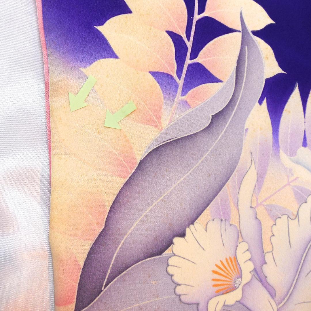 美品★振袖フルセット　正絹　成人式　振袖　7点セット　Mサイズ　紫　花柄　華やか