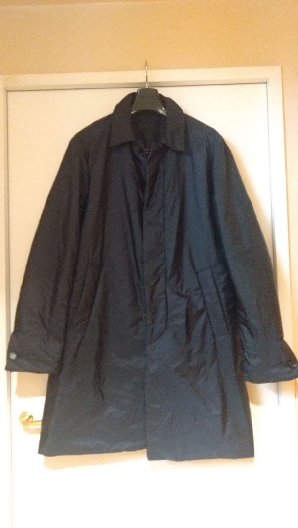 PRADA ネイビー ステンカラーコート Tg.50