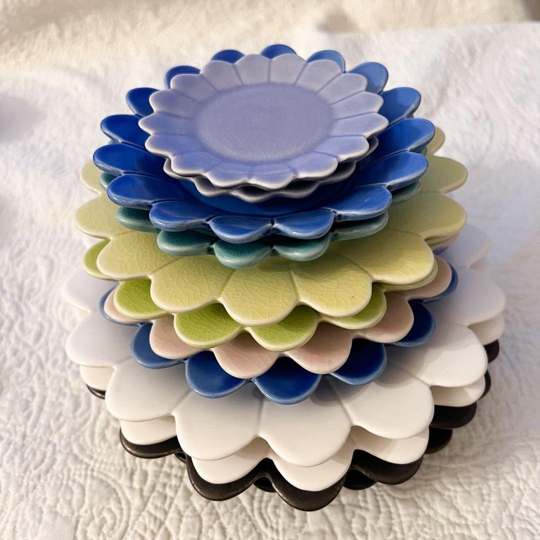 ⑥加藤智裕 輪花皿 12枚セット プレート 中皿 小皿 作家 陶磁器