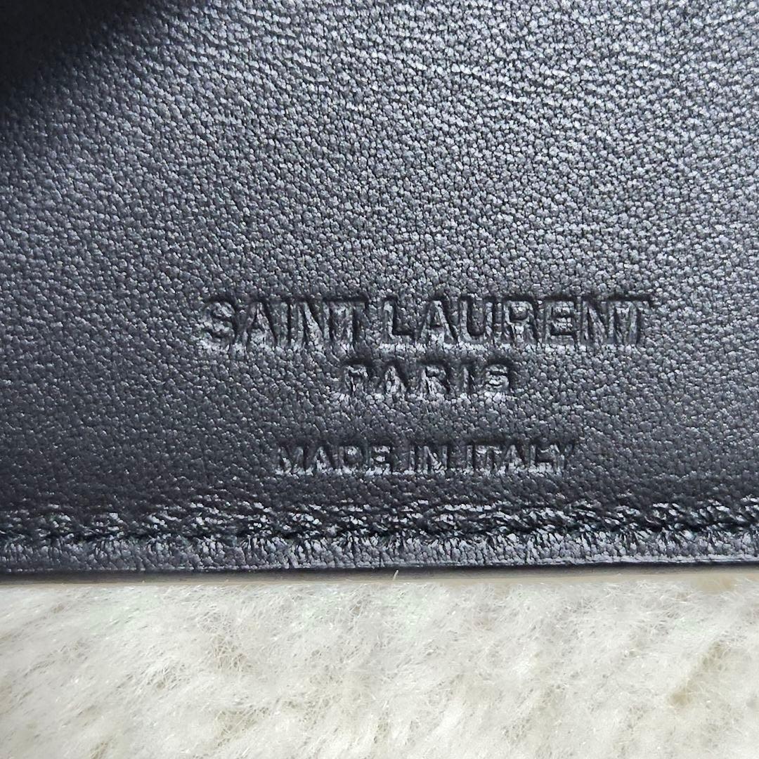 ✨新品未使用　付属品あり✨サンローラン　マネークリップ　二つ折り　クロコ　黒