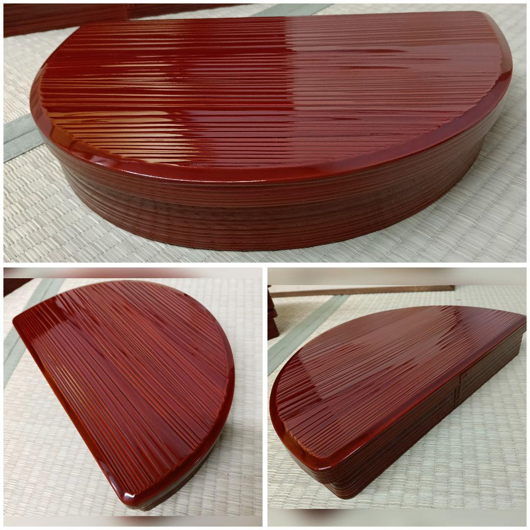 AK94 春慶 半月弁当 五客 木箱入 へき目半月 懐石 会席 松花堂弁当