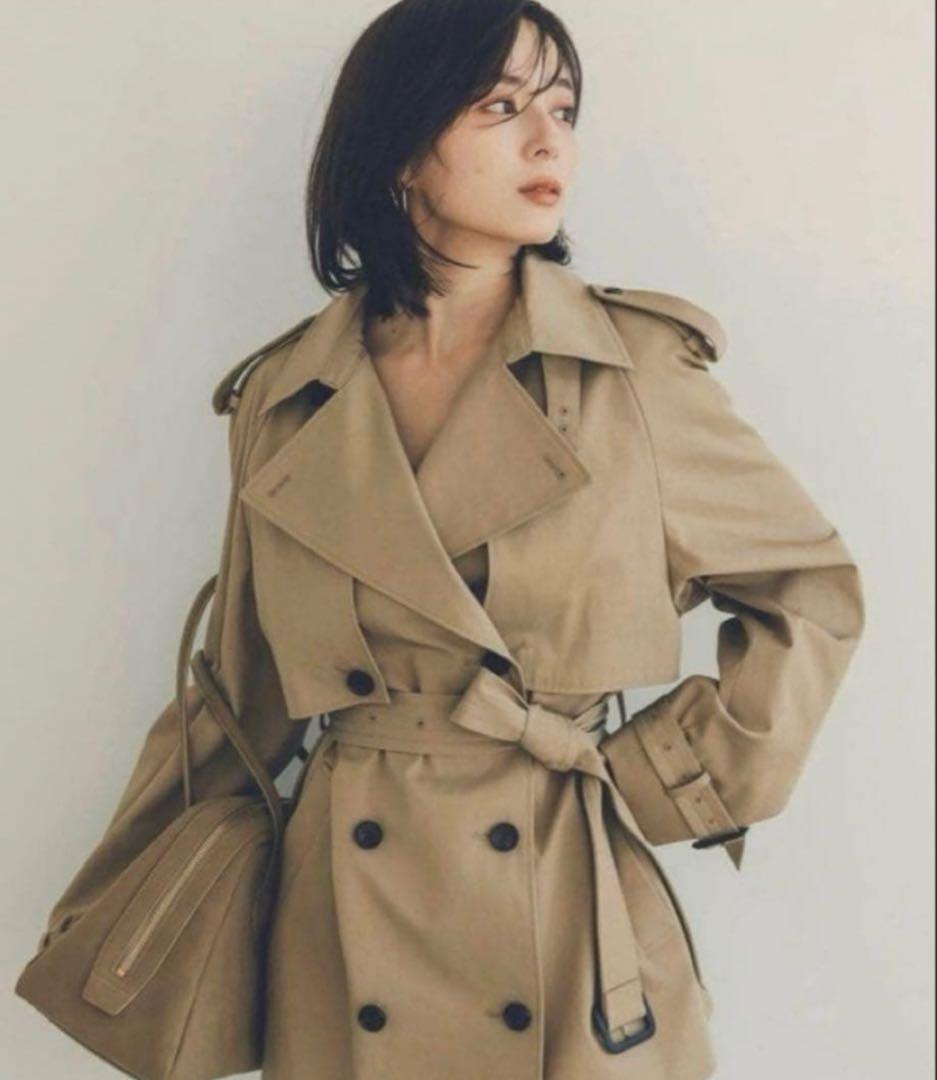 早い者勝ち！anuans ハーフオーバートレンチコート(ベージュ)(Mサイズ)