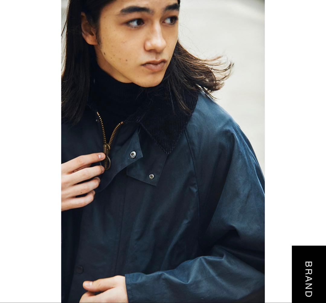 Barbour × YLÈVE ステンカラーコート ネイビー