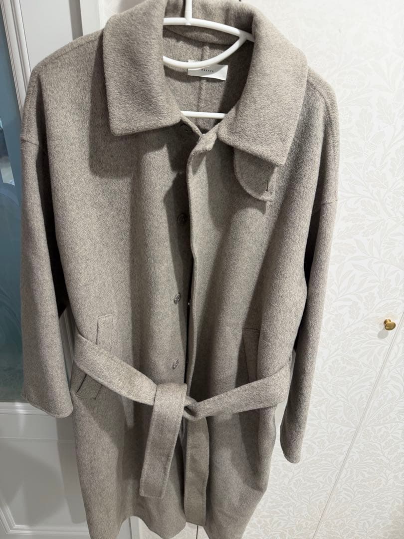 Kaure グレー ロングコート ウエストベルト付き