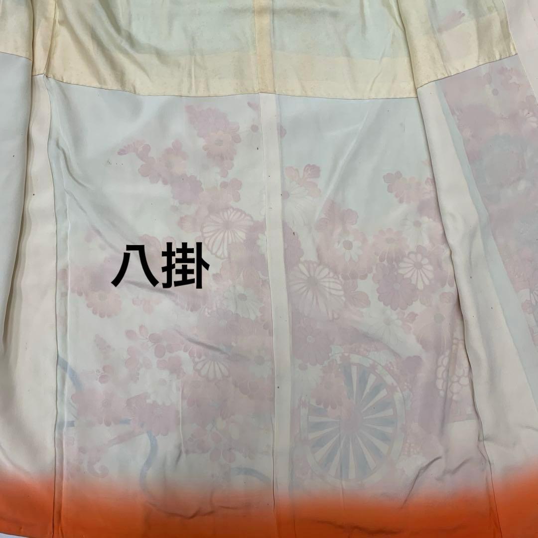 602agu27□七五三 7歳 アンティーク 女児 着物&長襦袢 源氏車□