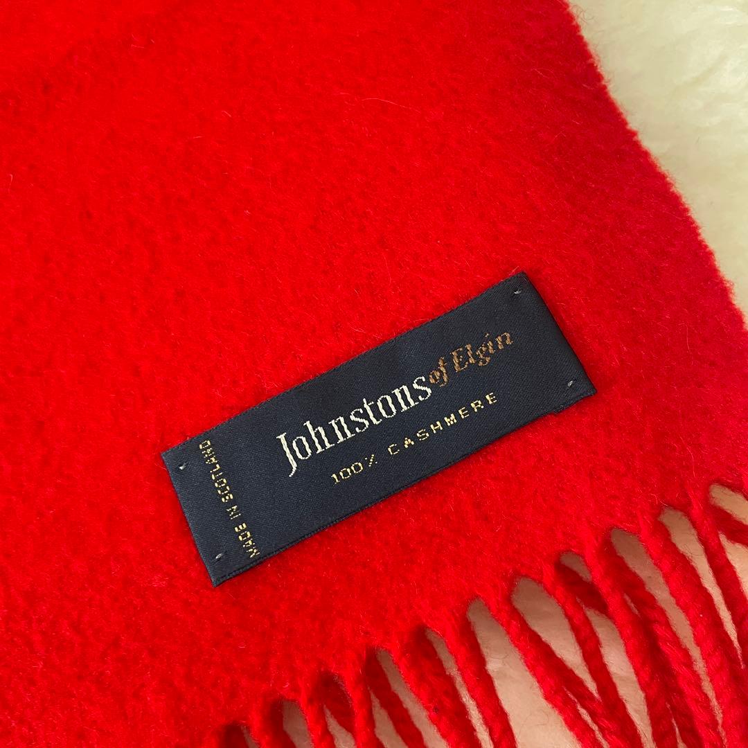 Johnstons of Elgin カシミヤ100%マフラー レッド 英国製