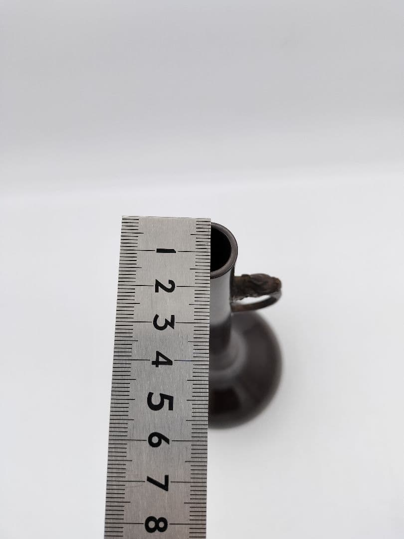 b723 唐銅 龍耳 水瓶 角谷莎村 木箱 茶道具 華道 古物