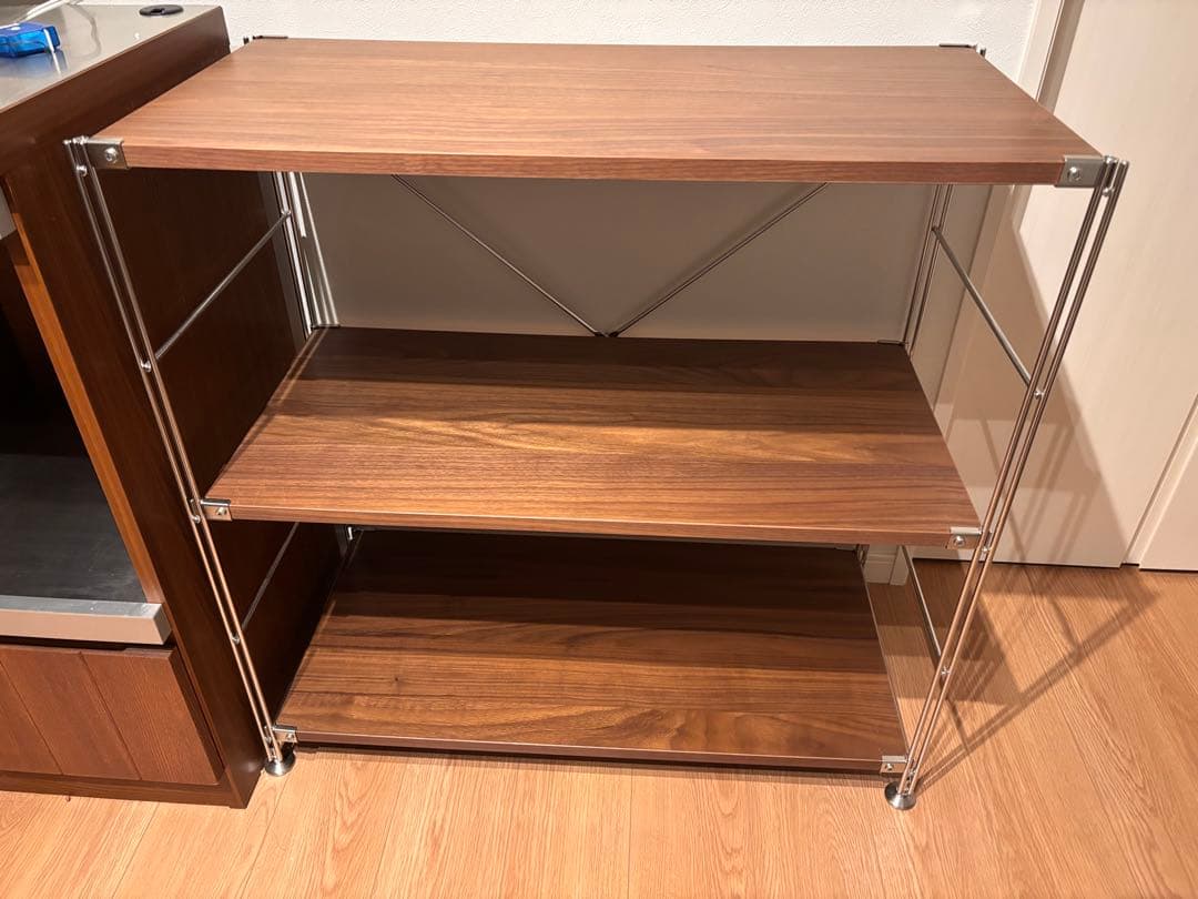 無印 ステンレスユニットシェルフ ウォールナット 小 ワイド