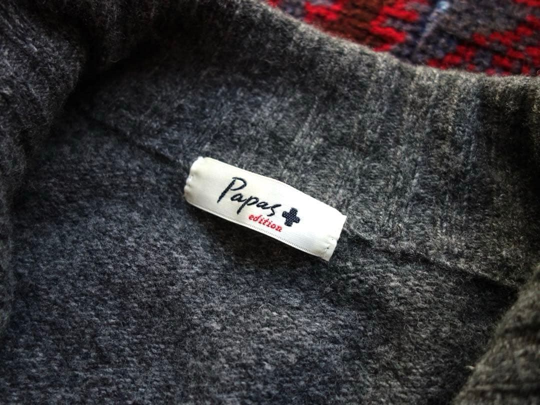 Papas ドライバーズニット カーディガン M パパス グレー