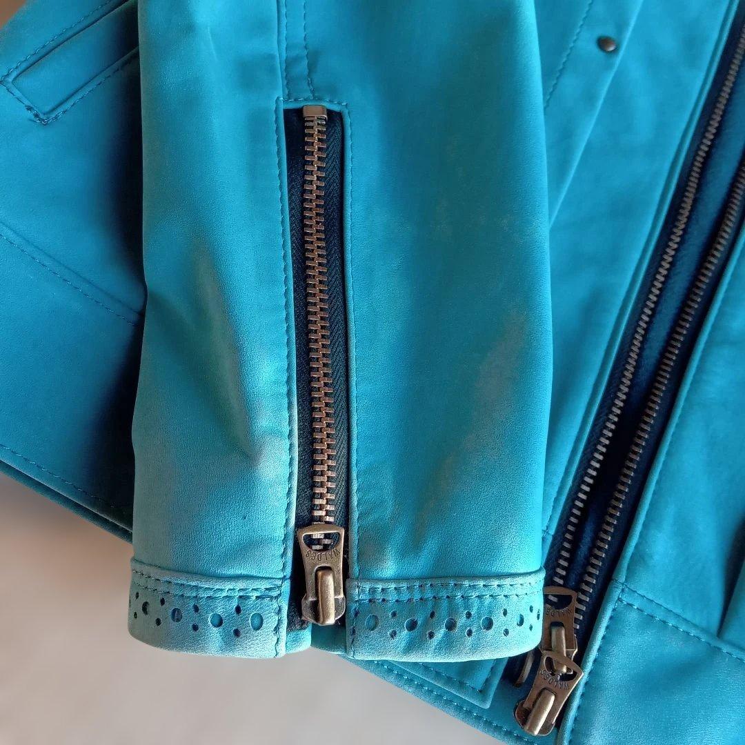 GRANT ライトブルー レザージャケット　馬革高級ヌバック　国産品