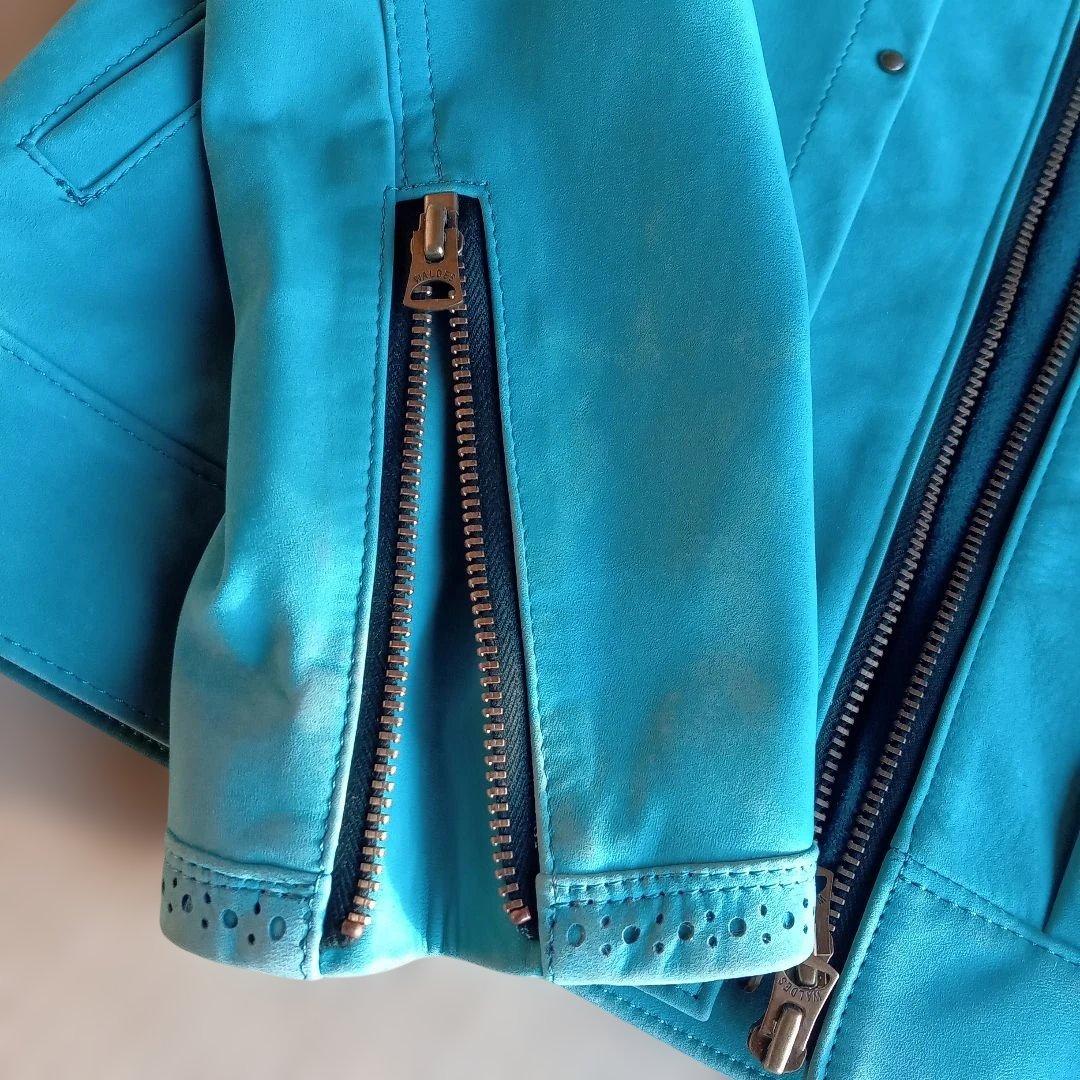 GRANT ライトブルー レザージャケット　馬革高級ヌバック　国産品