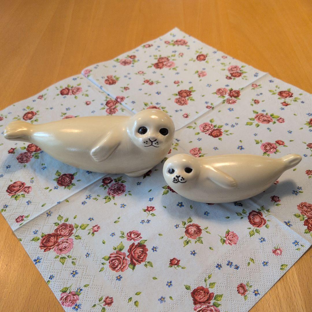 リサラーソン　アザラシの親子 ミディアム　ミニ　2点セット