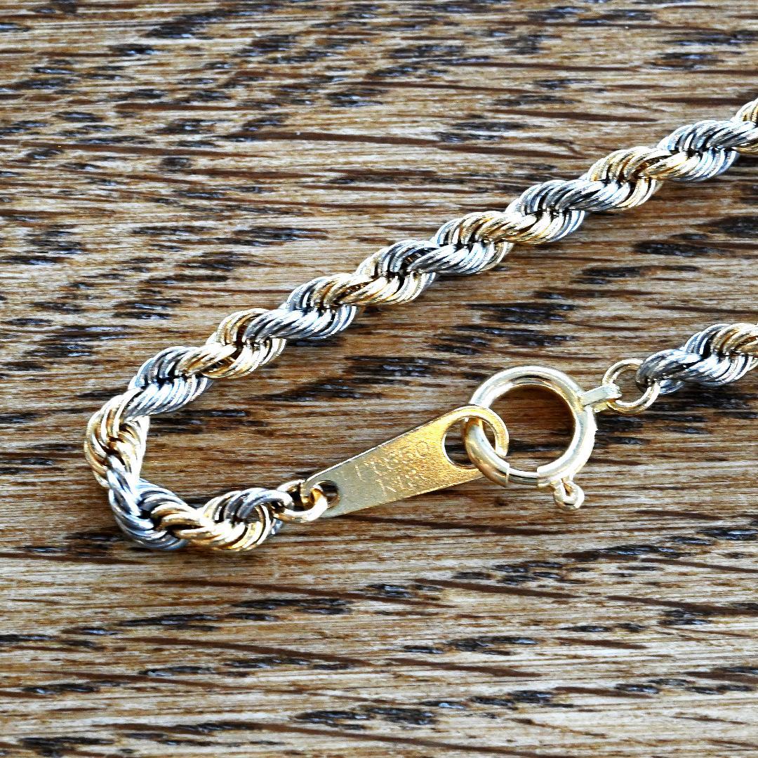 【新品】K18/Pt850 パイプロープブレスレット幅2.7mm長さ20cm