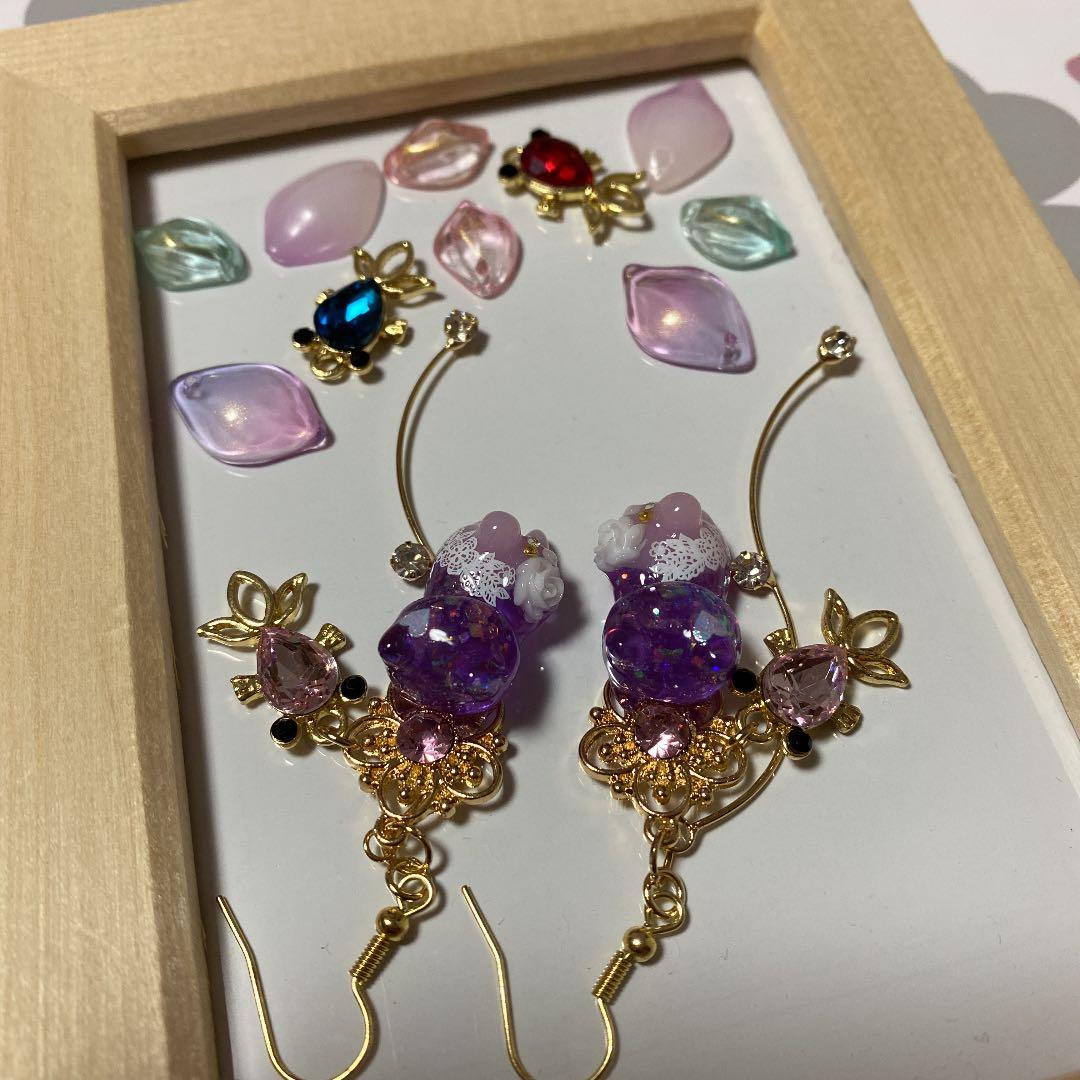 ☆金魚とフェミニンネコちゃんピアス☆