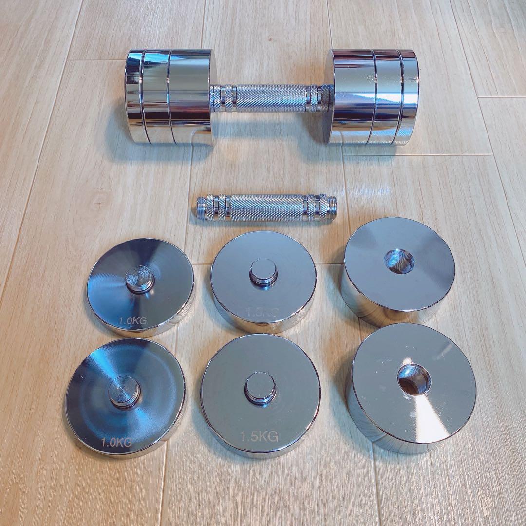 STEADY 可変式ダンベル 10kg 2個セット【クロームメッキ簡単重量調整】