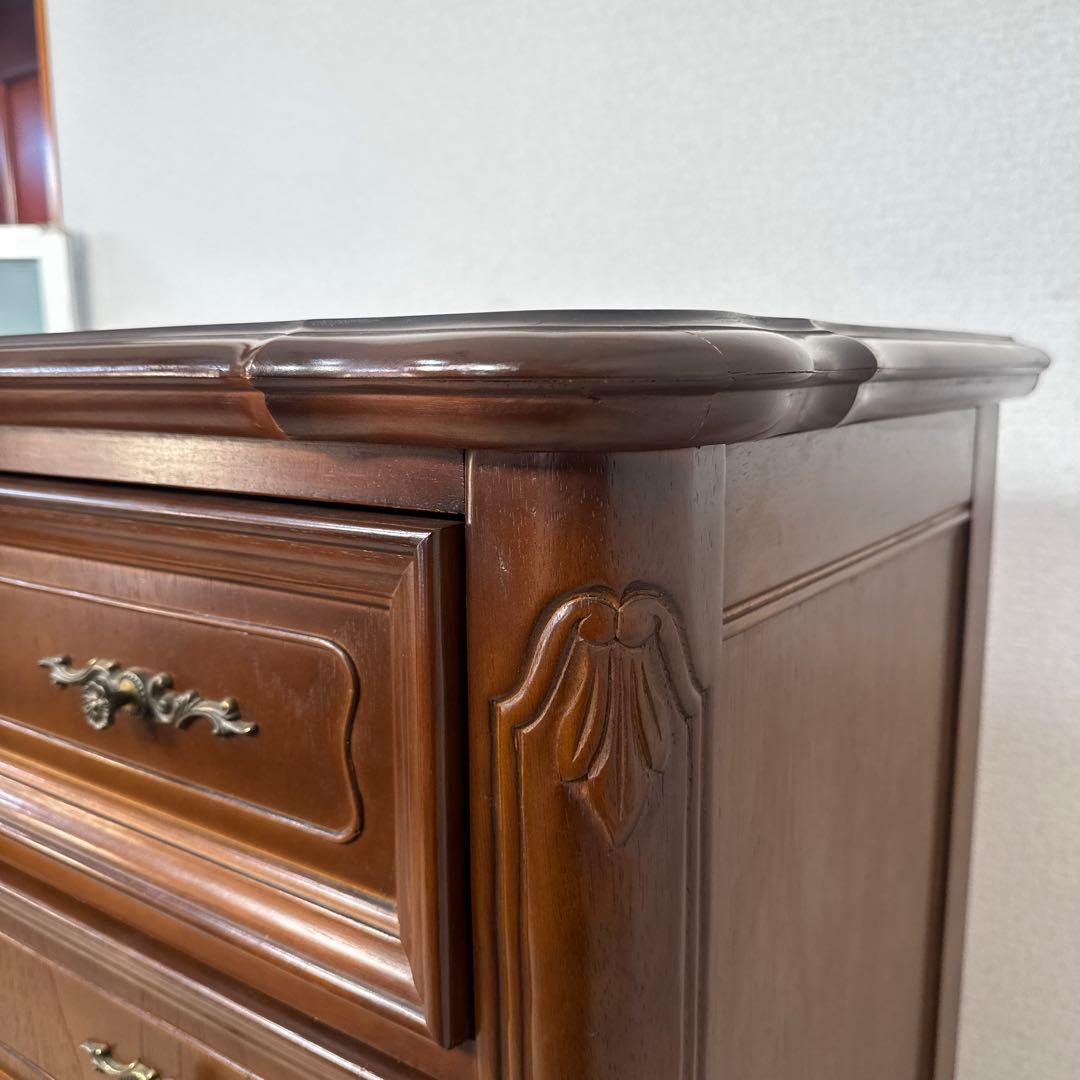 英国 アンティーク調 チェストレリーフ 彫刻 真鍮取手 重厚 堅牢 i4※