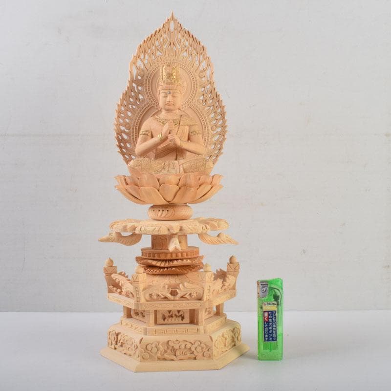 Khontao　仏教美術　桧彫刻　大日如来像　仏像　華鬘台　C　9059
