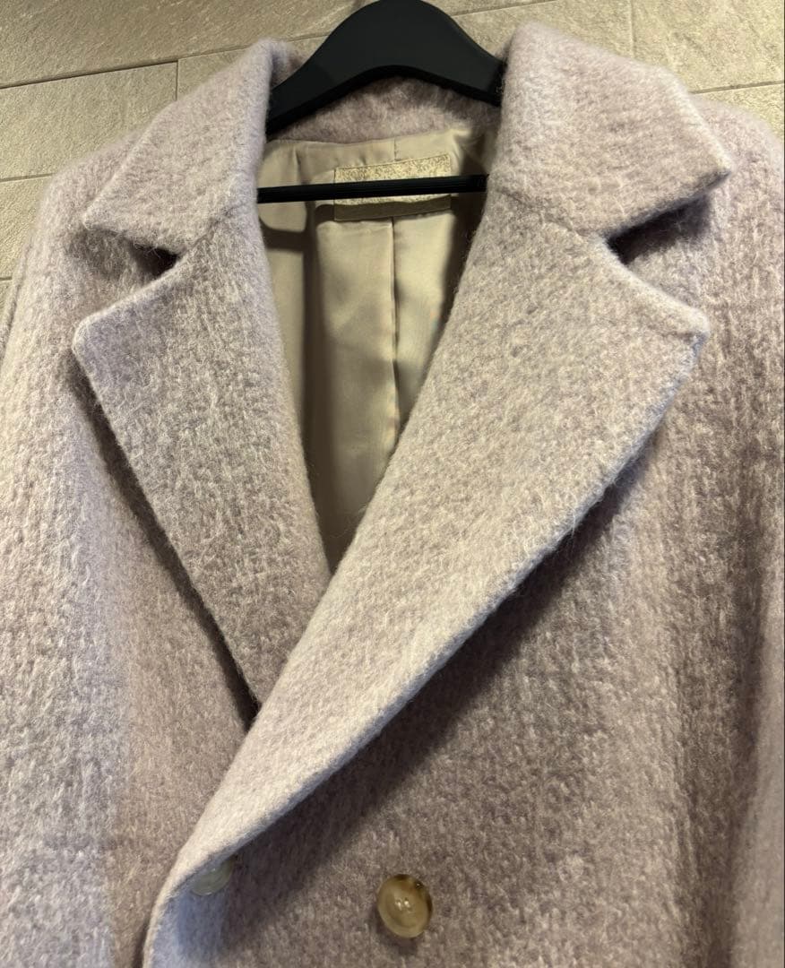 ☆美品☆Stolaビッグ衿シャギーピーコート【40】ラベンダー