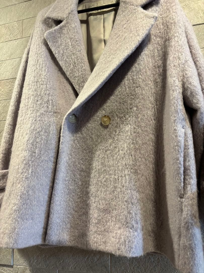 ☆美品☆Stolaビッグ衿シャギーピーコート【40】ラベンダー