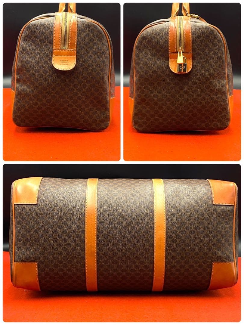 【美品】セリーヌ マカダム柄 トリオンフ ボストンバッグ レザー PVC 大容量