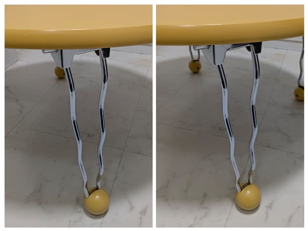 90s ヴィンテージ テーブル ポストモダン レトロポップ イエロー クローム