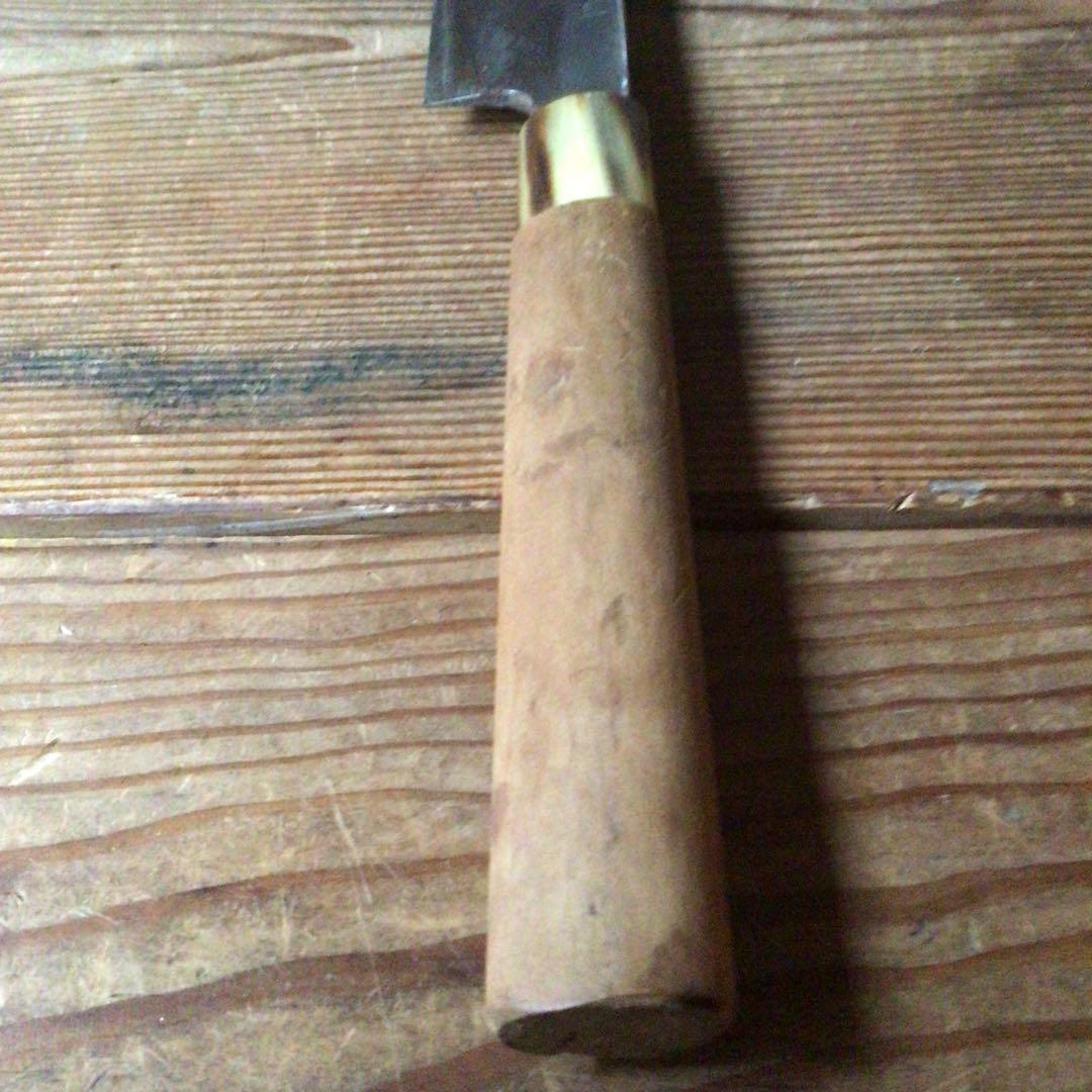 No1758中古品　堺一文字光秀造　柳刃包丁　木製鞘付　柳　刺身　包丁　送料無料