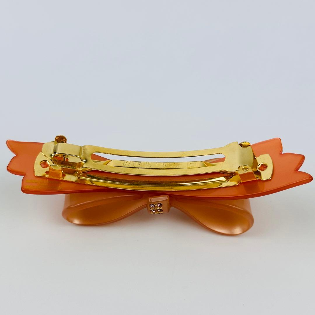 美品　アレクサンドルドゥパリ　リボン型ベージュヘアクリップ　ヘアアクセサリー