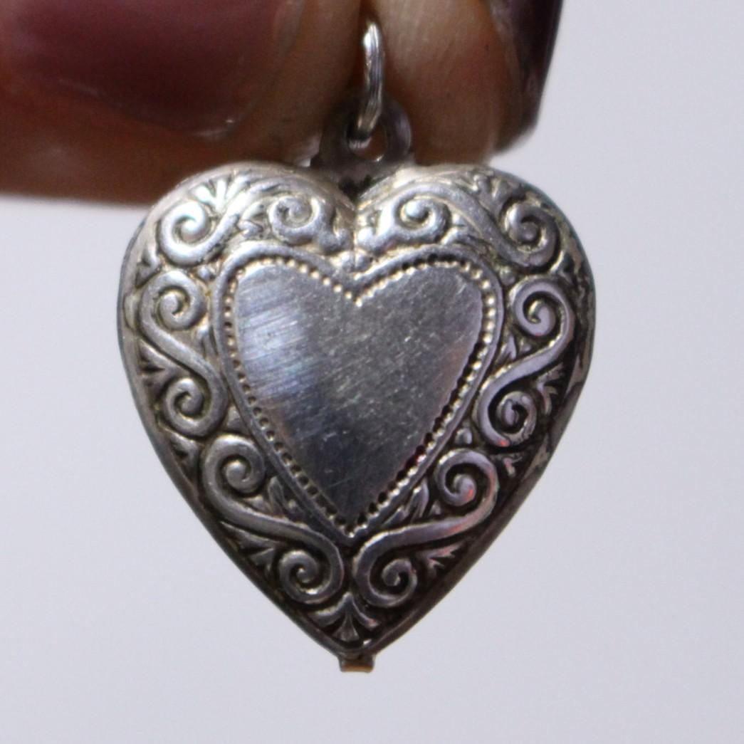 30s　スウィートハートジュエリー　両面　アールデコ　シルバー 波　唐草　渦巻