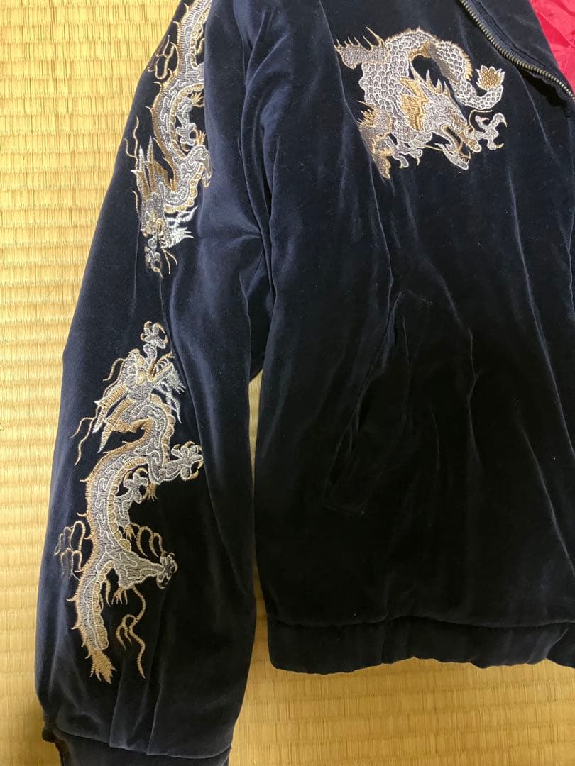 J*n様 90s ベロア 刺繍 コート 龍 両胸・背中刺繍 和柄 スカジャン風