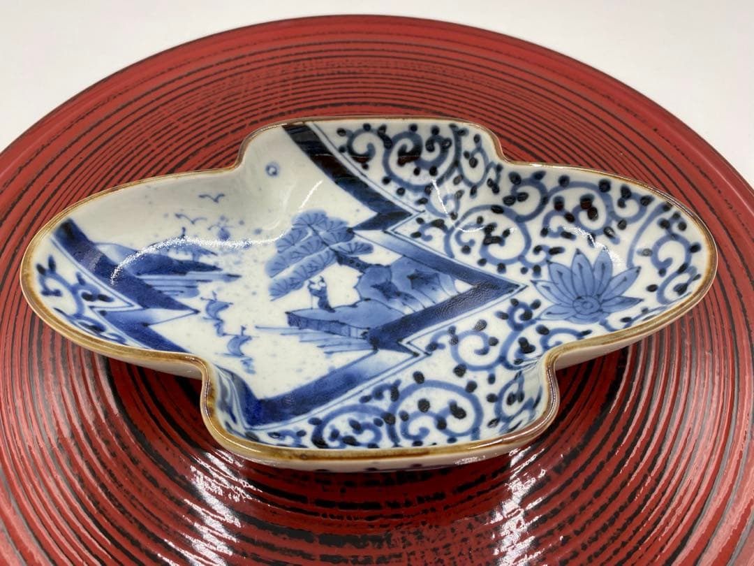 【☆希少なお品☆】【新品】有田焼福泉窯　染付山水蛸唐草雲型向付　日本料理