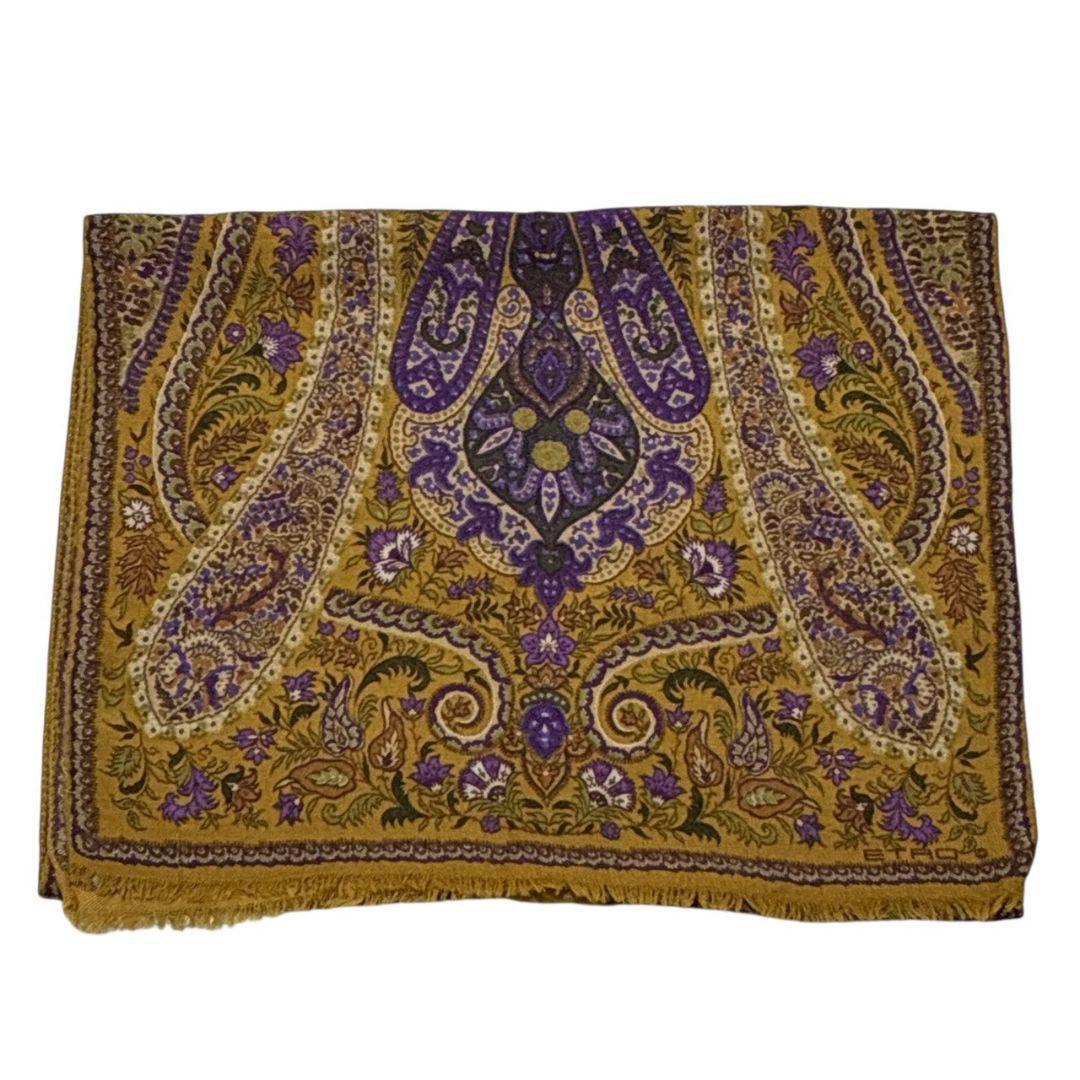 美品✨ETRO エトロ シルク混 イタリア製 大判ストール スカーフ ペイズリー