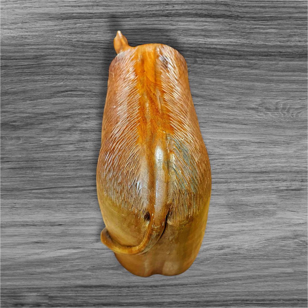 【送料無料❗️】ミッドセンチュリー木製手彫りビンテージワインボトルホルダー 水牛