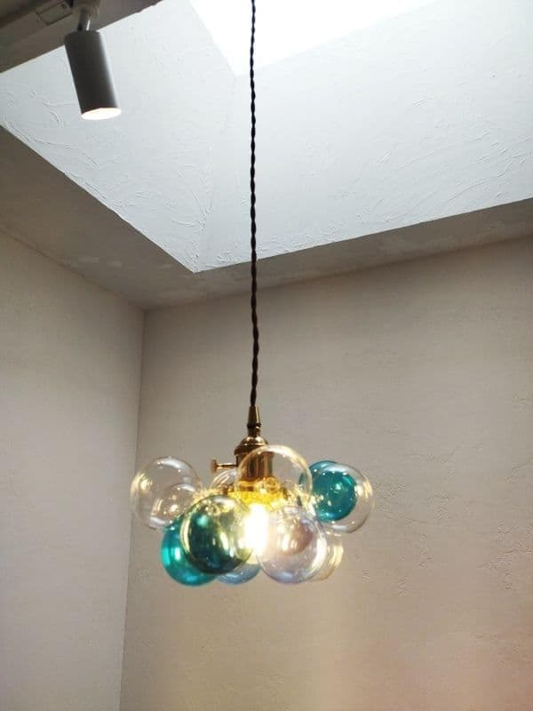 バブルペンダントランプブルー系ガラスボールペンダントライトバブルシャンデリア青