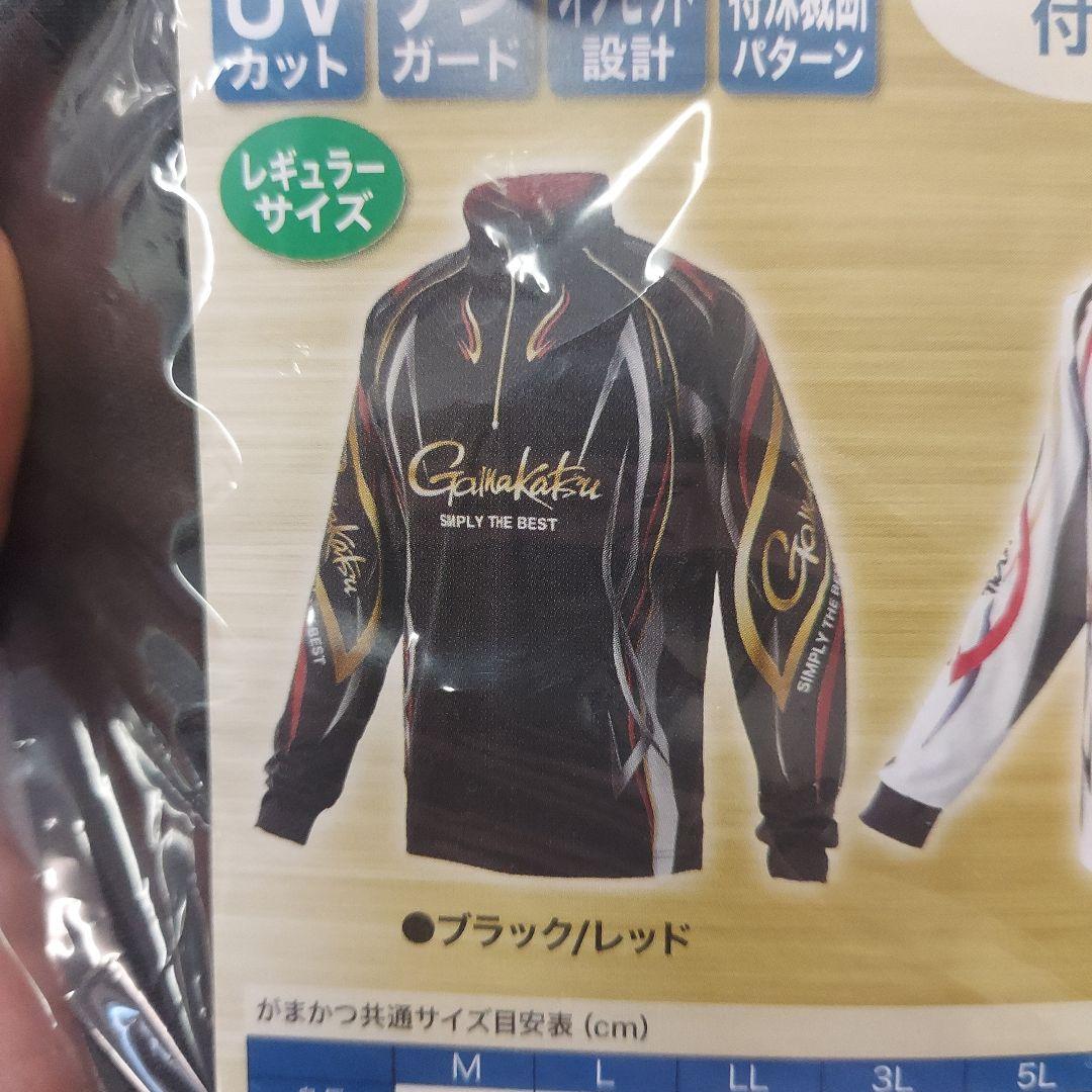 Gamakatsu がまかつ　2ウェイプリントジップシャツ 黒/赤　長袖