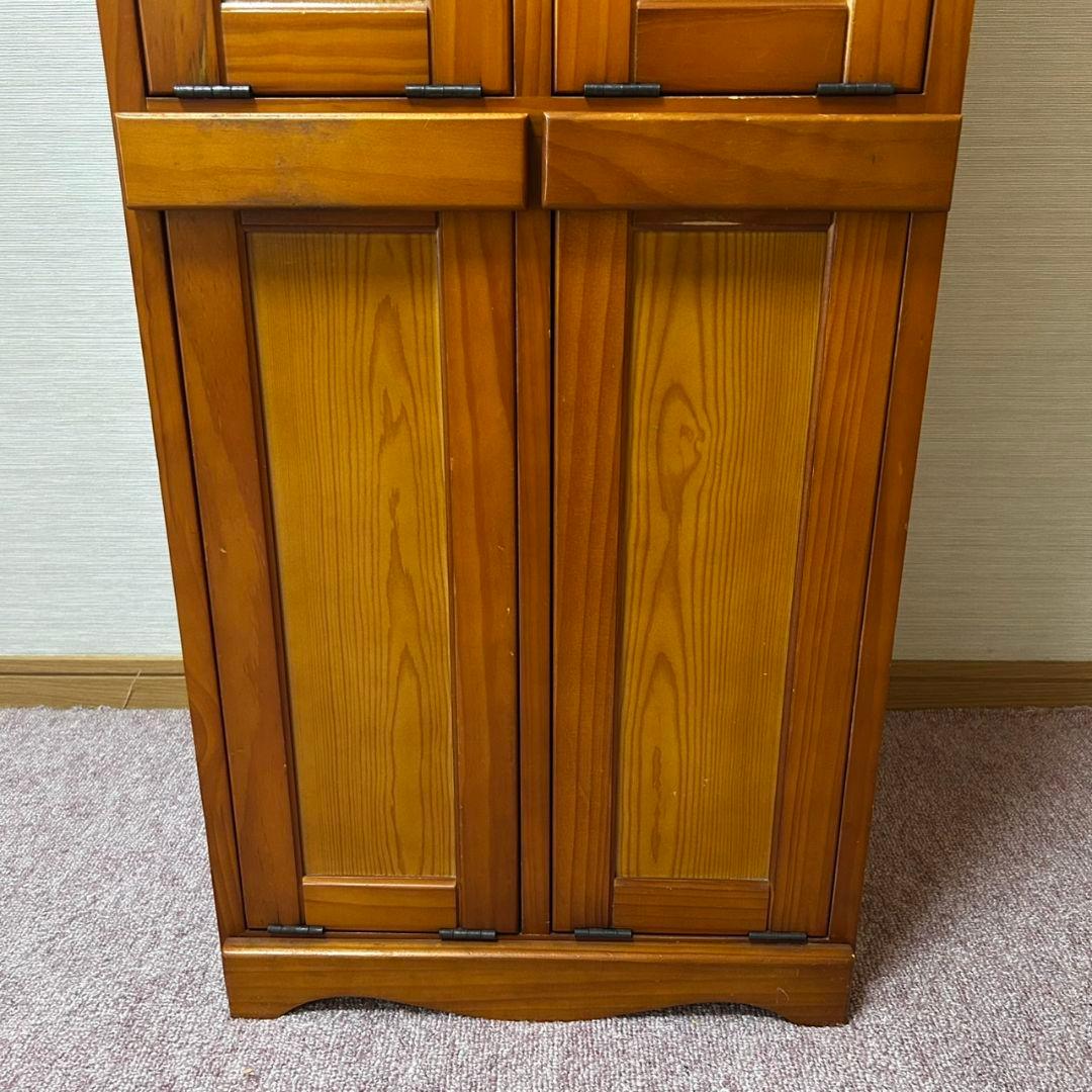 希少　カントリー調　カントリー家具　木製　ダストボックス　ゴミ箱　2段　4分割