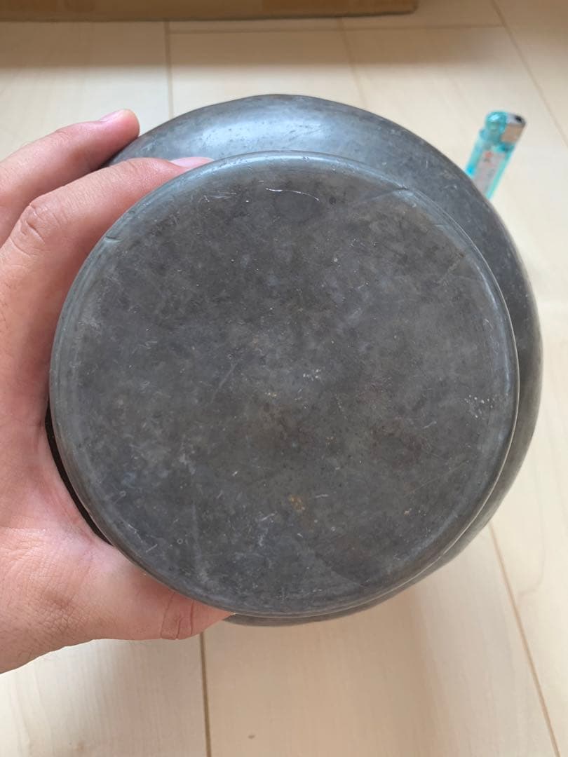 古錫製　錫斑茶壷　煎茶道具　高さ21cm