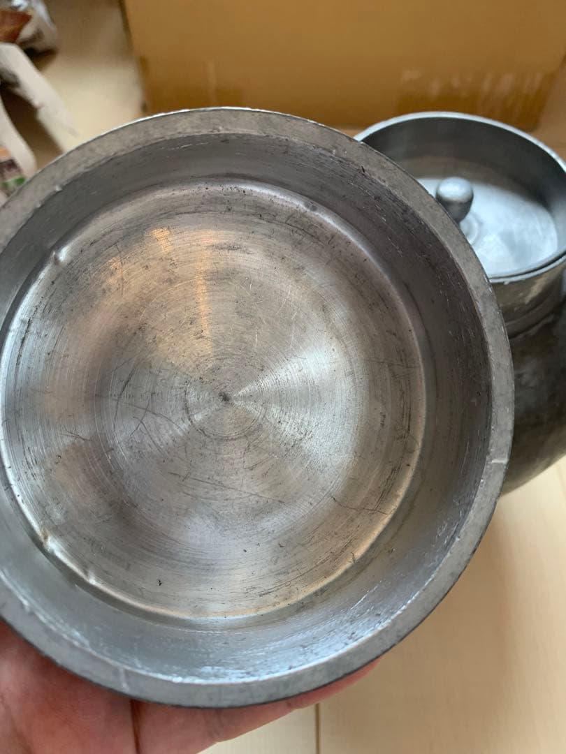 古錫製　錫斑茶壷　煎茶道具　高さ21cm